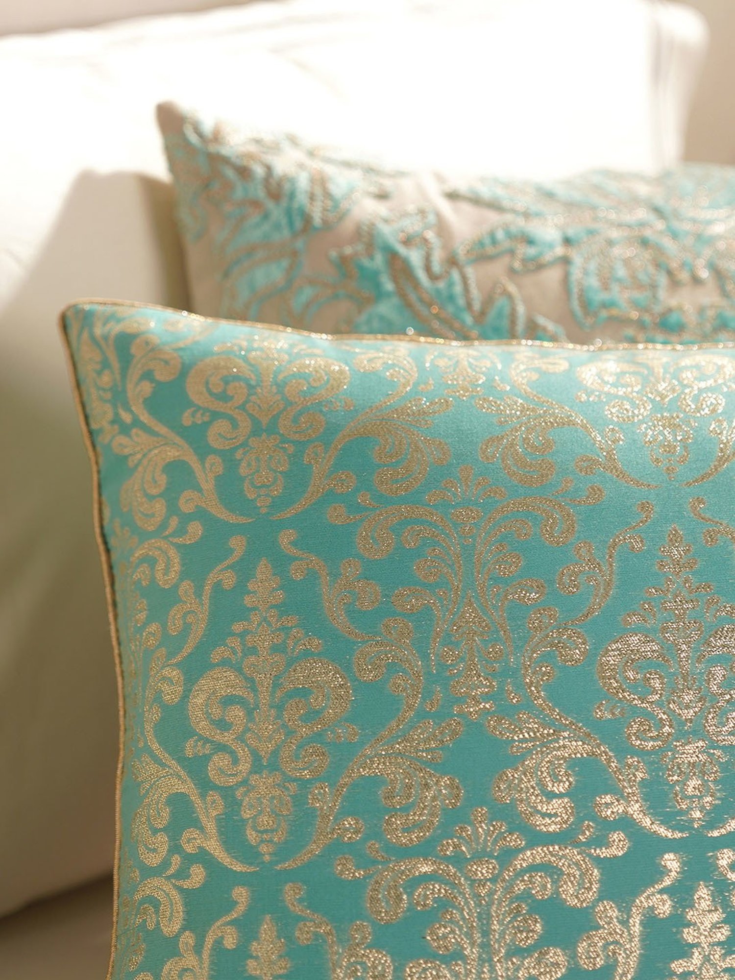 Pure Home and Living Blue Cotton Printed Cushion Cover