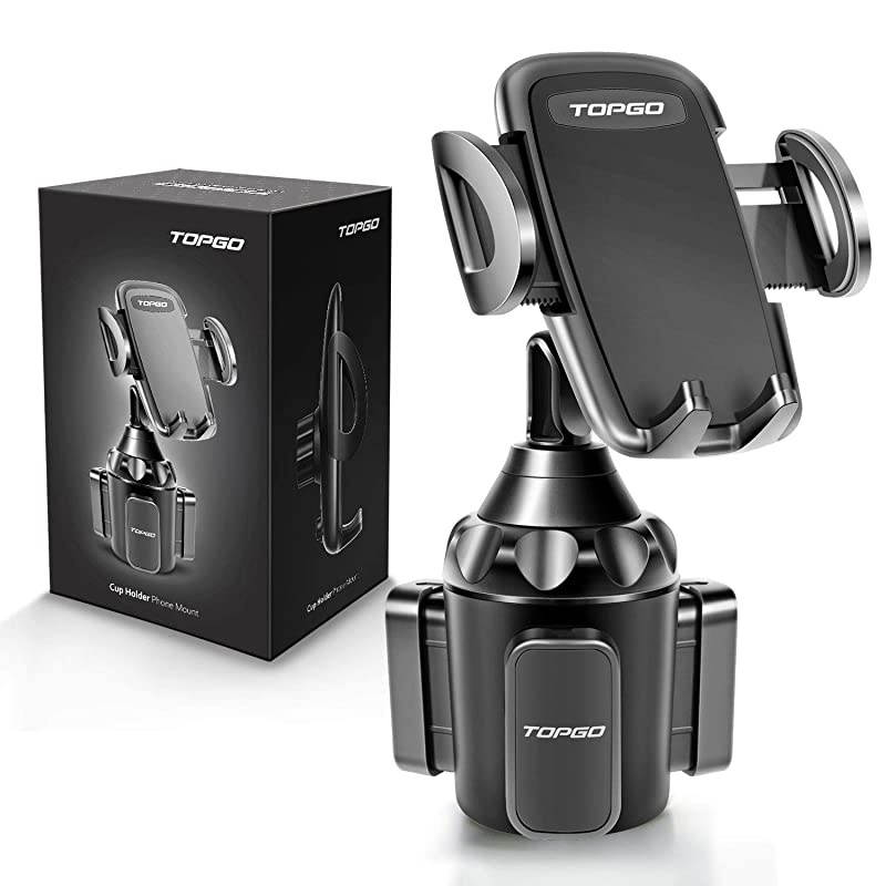 Adjustable Pole Automobile Cup Holder Smart Phone Cradle Car Mount for iPhone 12 Pro/XR/XS Max/X/11/8/7 Plus/6s/Samsung S10 /Note 9/S8 Plus/S7 Edge(Black, 11inch)