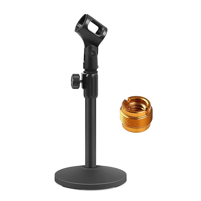 Desktop Microphone Stand Upgraded Adjustable Table Mic Stand with Mic Clip and 58 Male to 38 Female Screw for Blue Yeti Snowball Spark Other Microphone