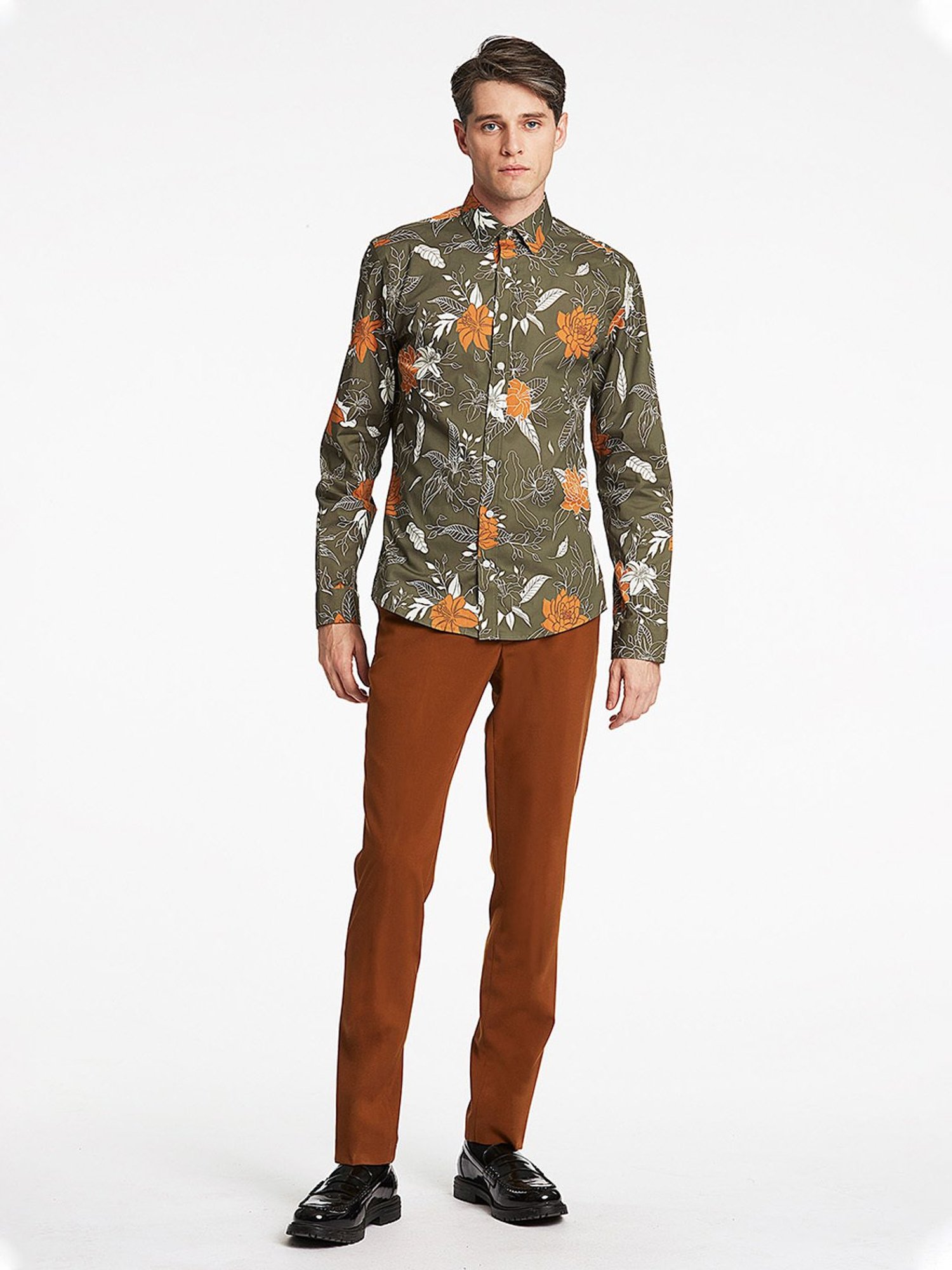 Lindbergh Olive Printed Shirt Collar Shirt