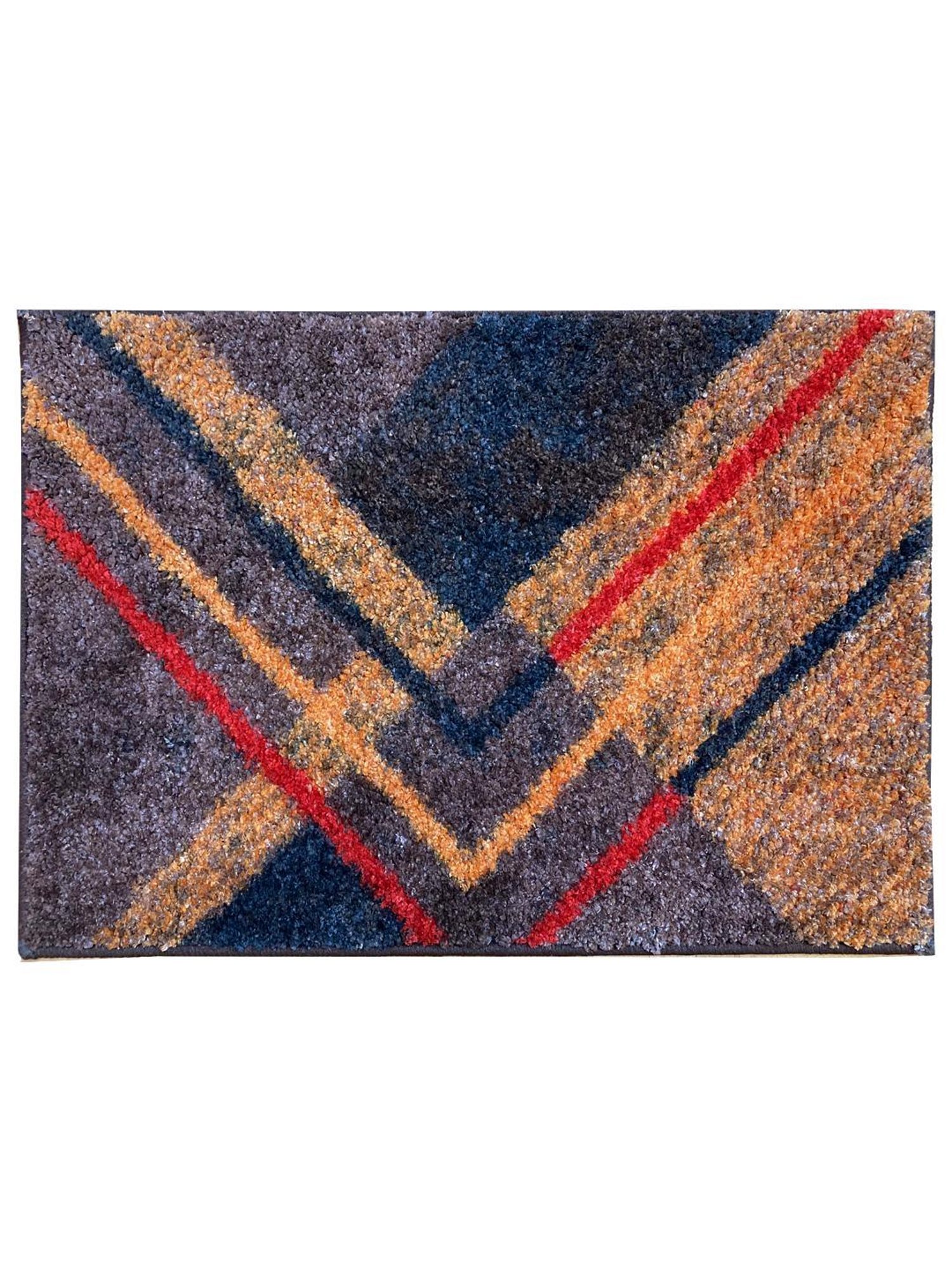Bianca Spa Brown/Red Micro-Polly Geometric Bathmat