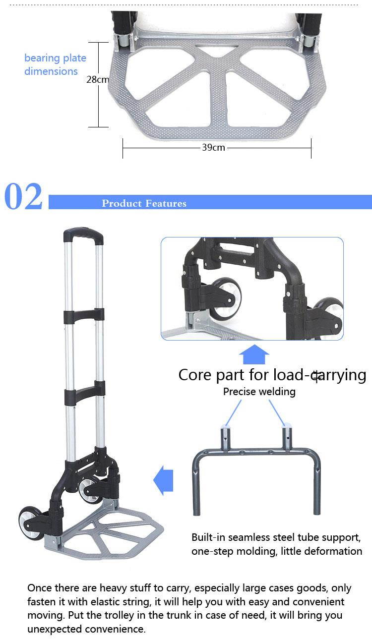 Luggage Aluminum Folding Cart Portable Hand Trunk Travel Shopping Trolley 170 lb