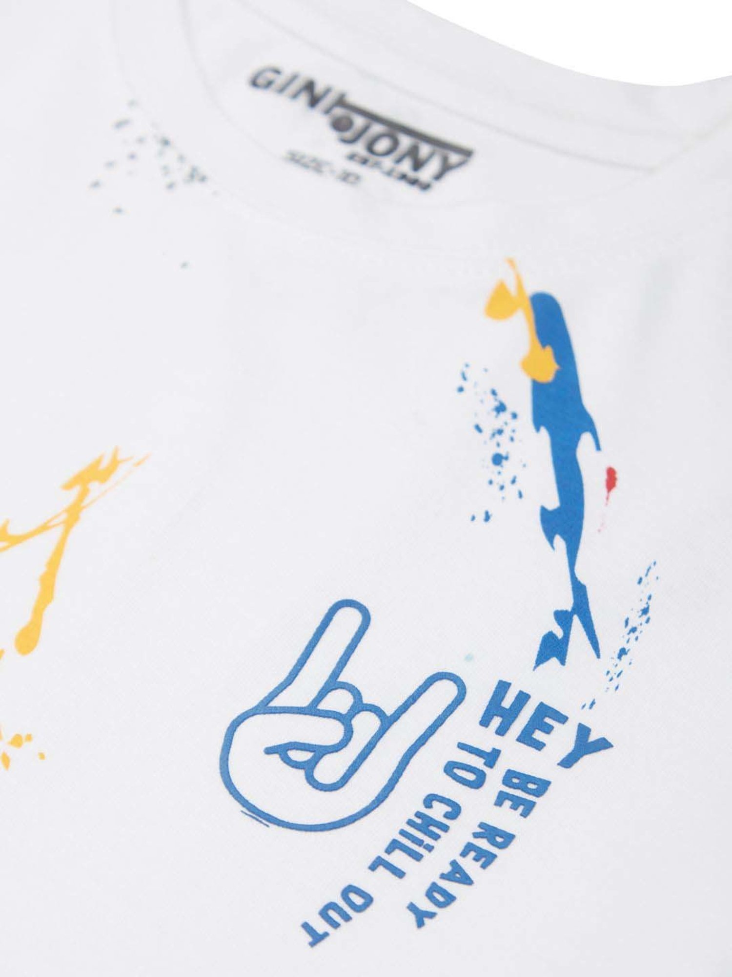 Gini & Jony Boys White Printed T-Shirt