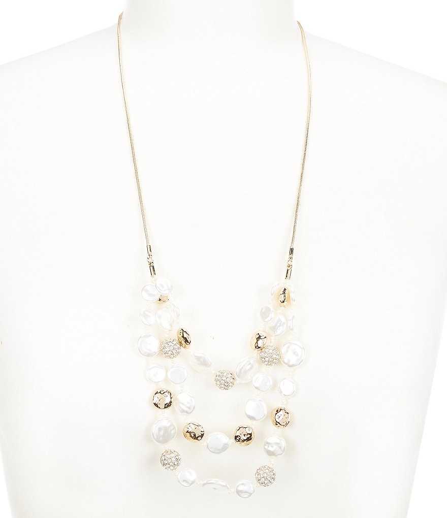 Gemma Layne Pearl Pave Fireball Short Multi Strands Necklace