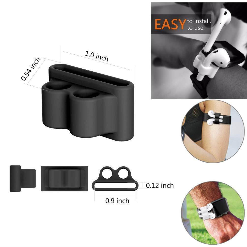 AirPods Case Cover,ZROSIN 9 in 1 Case Airpods Accessories Kits Protective Silicone Skin Compatible for Apple Earpods with Airpods Watch Band Holder/Ear Hook/Anti-Lost Stap/Clip /Keychain/Grip-Black