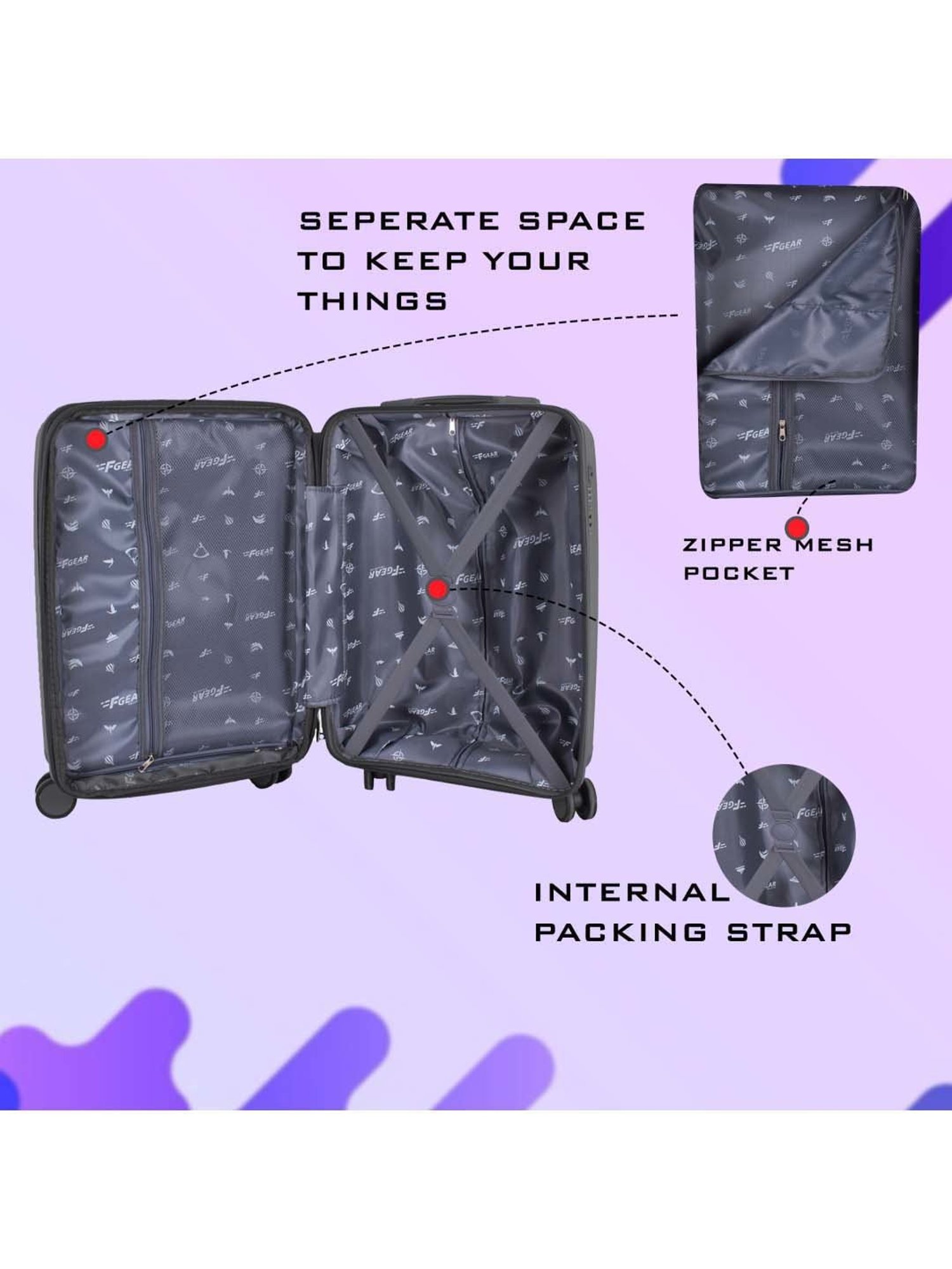 F Gear 4 Wheel Medium Hard Cabin Trolley - 40 cm