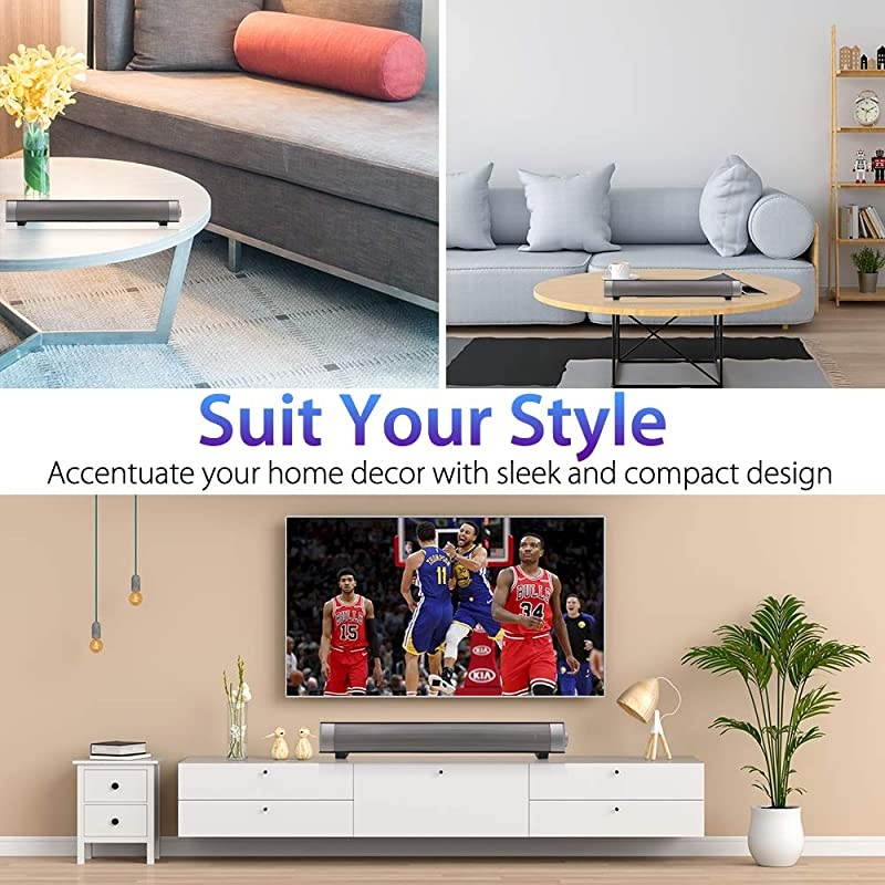 Theater Audio Sound Bar Wired Wireless OutdoorIndoor Bluetooth Stereo Speaker with Remote Control 2 X 5W Mini Sound bar Builtin Subwoofers for PhonesTabletsPCDesktop Projector