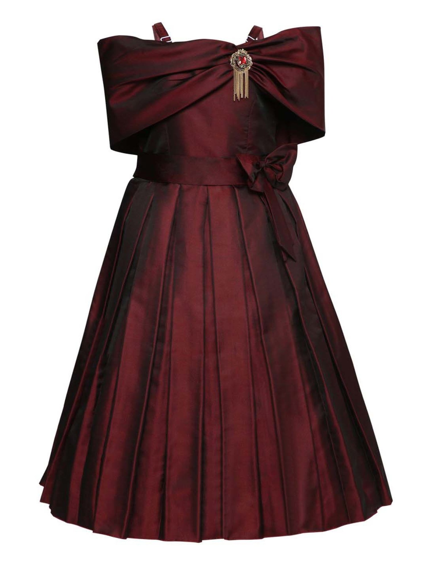 AJ Dezines Kids Maroon Regular Fit Gown