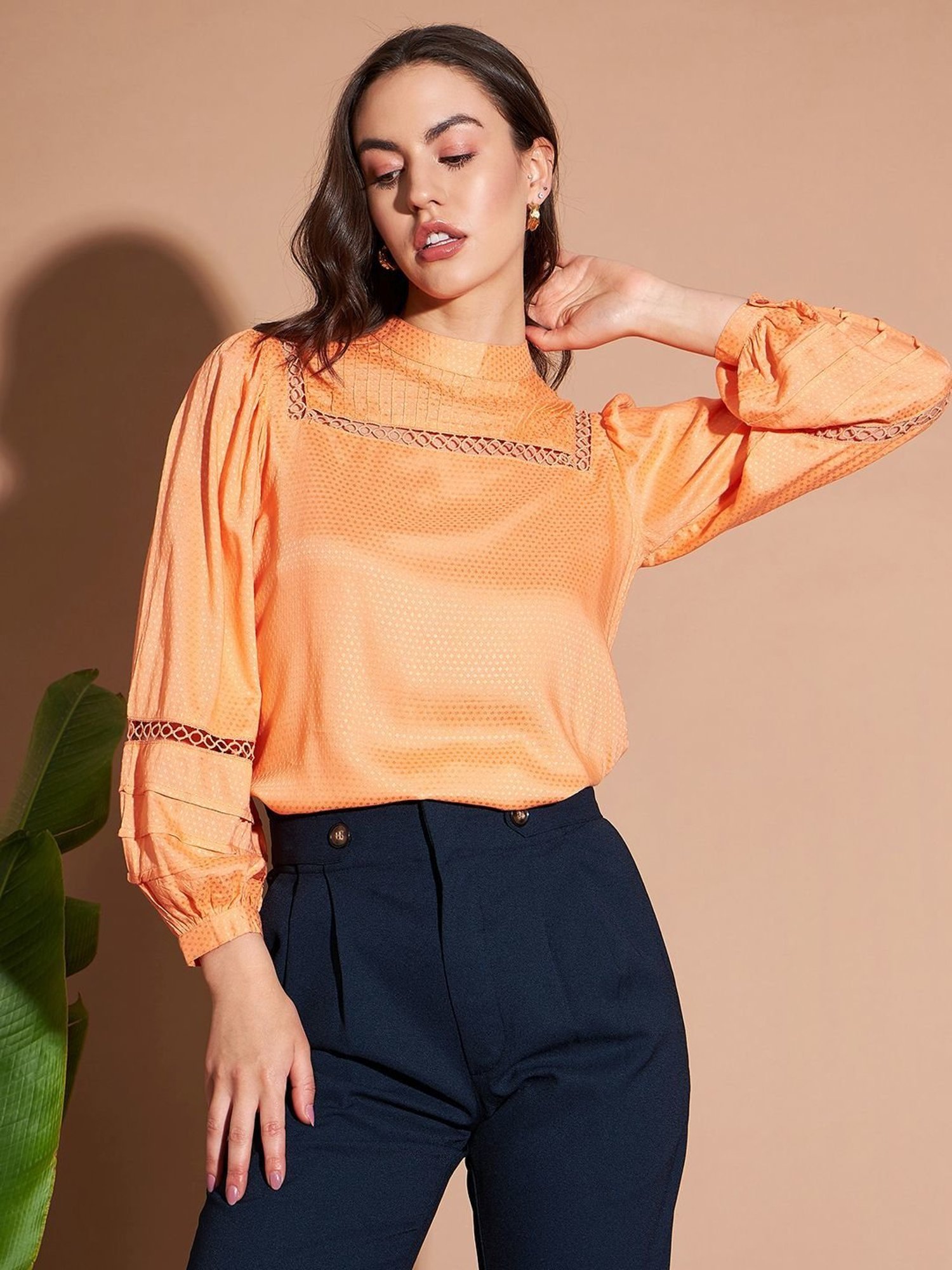 Marie Claire Orange Full Sleeves Top