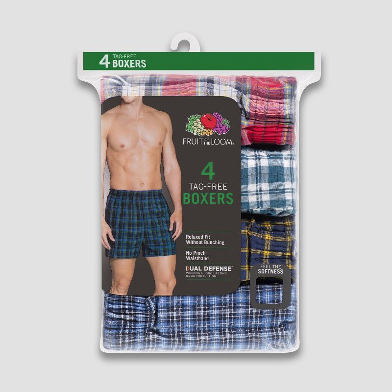 Fruit of the Loom Men's Tartan Boxer Shorts 4pk - 2XL