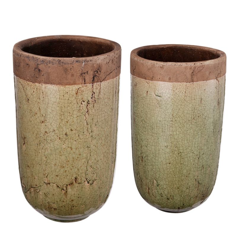 Candia Two-Tone Earthen Pots Tall  Brown/Tan 2pk - AB Home Inc.