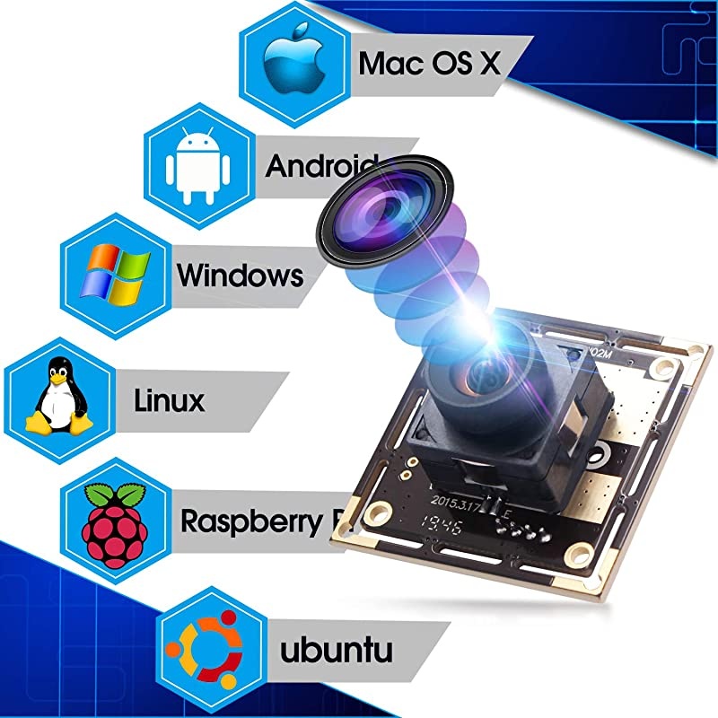 Webam 5 Megapixel USB Camera Module with 100 Degree Lens HD 2592X1944 USB Webcamera with CMOS OV5640 Sensor USB with Camera,Mini Webcam for Windows Mac Andriod Linux,Plug&Play