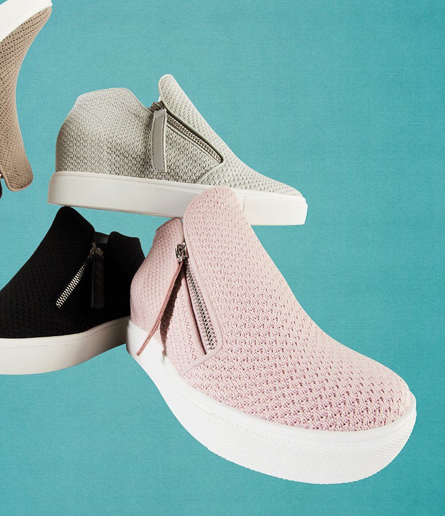 Donald Pliner Pelham Neoprene Mixed Leather Slip-On Wedge Sneakers