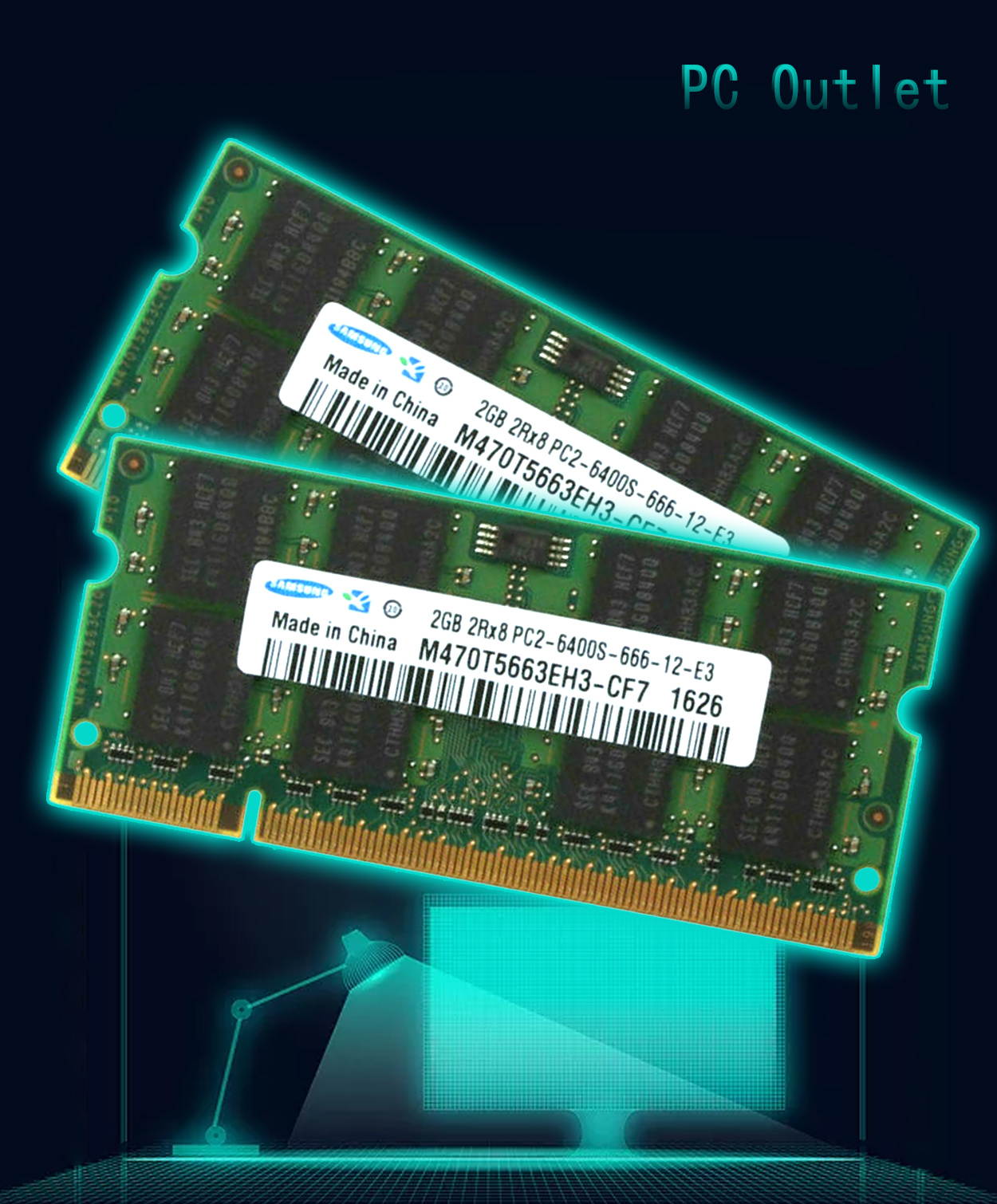 New 4GB(2X2GB) Samsung M470T5663EH3-CF7 2Rx8 PC2-6400 DDR2 800Mhz 200pin SO-DIMM Laptop Memory
