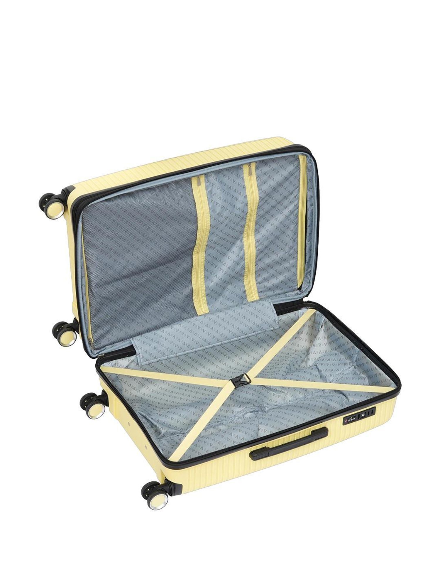 The Vertical Stellar Yellow Wheels 8 Large Hard Cabin Trolley Bag