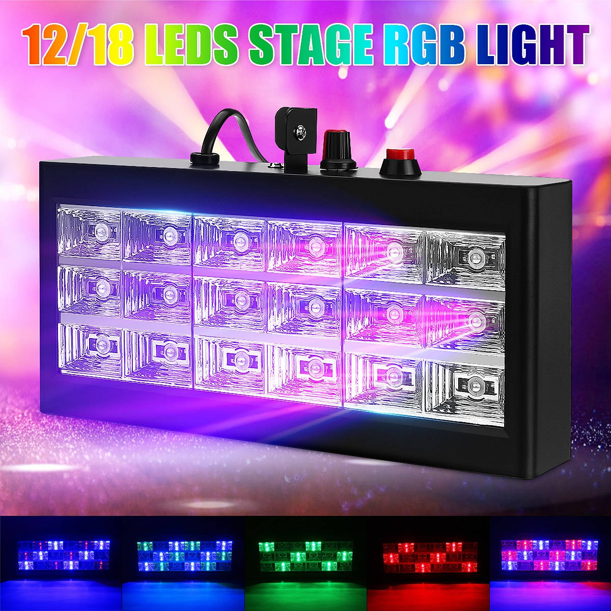 15W RGB LED Stage Effect Light 5050 DJ Projector Disco Bar KTV Decor Party Lamp AC100-240V US Plug/12 LED