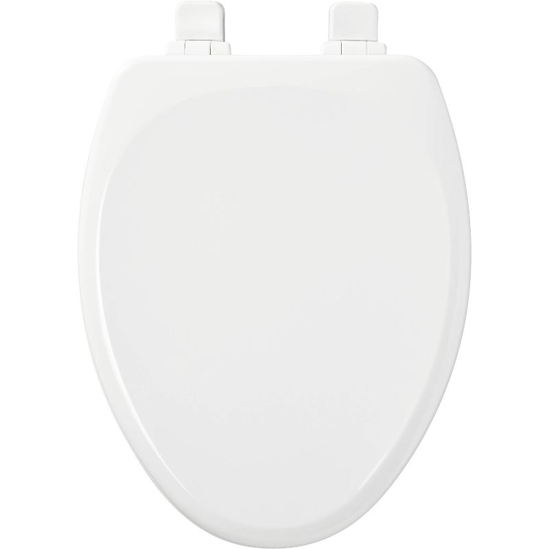 Lannon Never Loosens Elongated Enameled Wood Toilet Seat with Slow Close Hinge White - Mayfair by Bemis