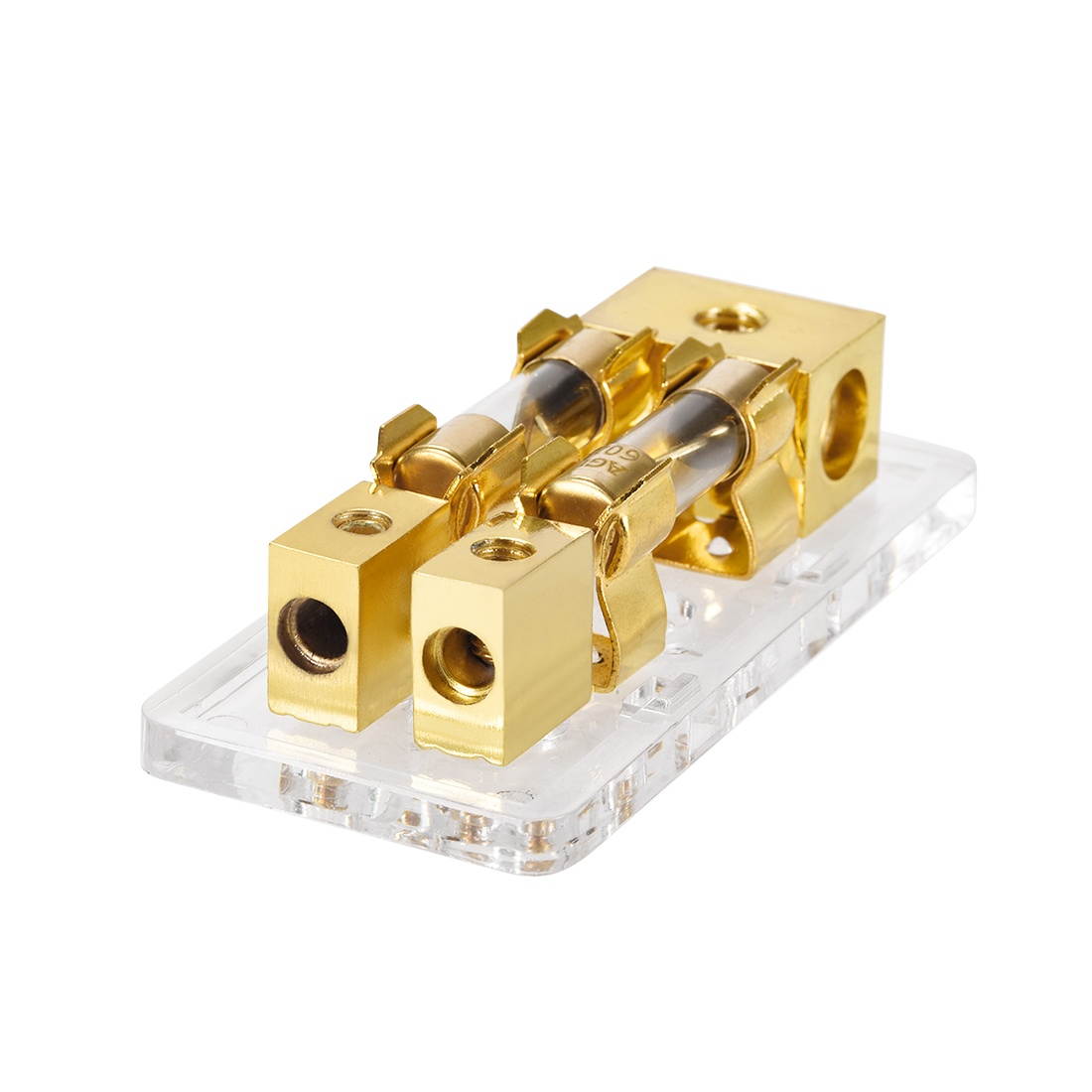 4/8 AWG Gauge AGU 1 in 2 Fuse Holder Distribution Block Clear Plastic Case with 60A AGU Fuses