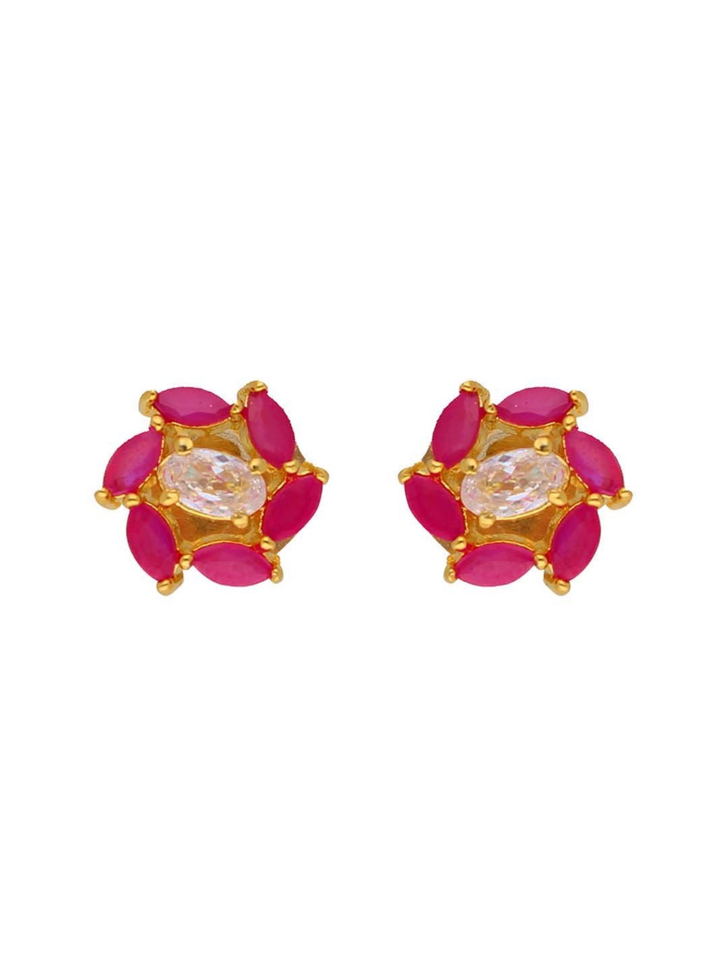 Sri Jagdamba Pearls Pink Stone Stud Earrings