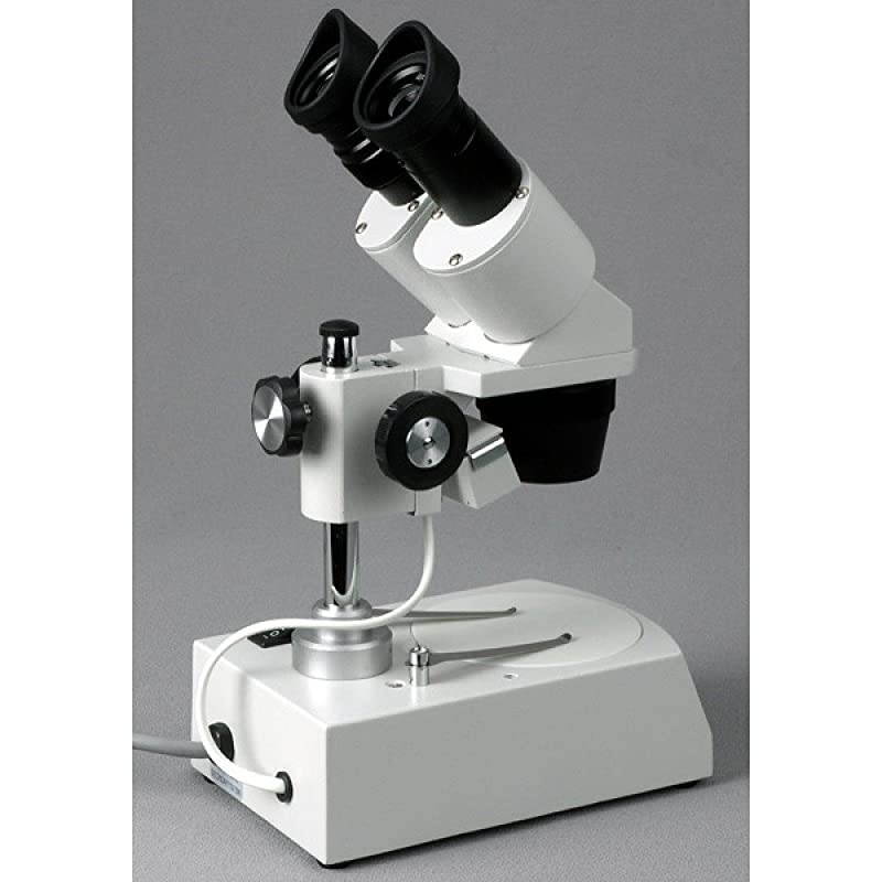 SE306-P Binocular Stereo Microscope, WF10x Eyepieces, 20X and 40X Magnification, 2X and 4X Objectives, Upper and Lower Halogen Lighting, Reversible Black/White Stage Plate, Pillar Stand, 120V