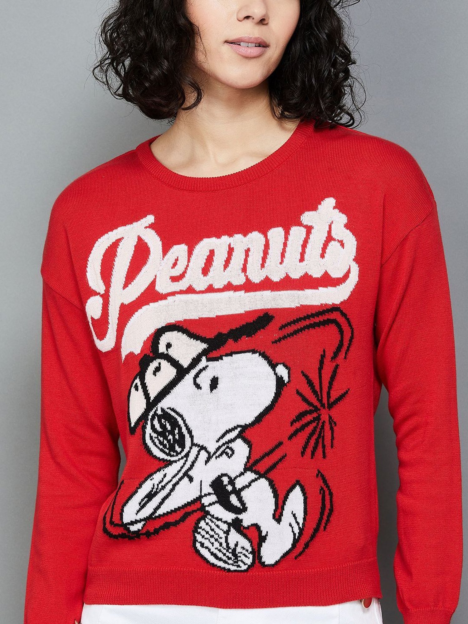 Ginger by Lifestyle Red Cotton Printed Sweater