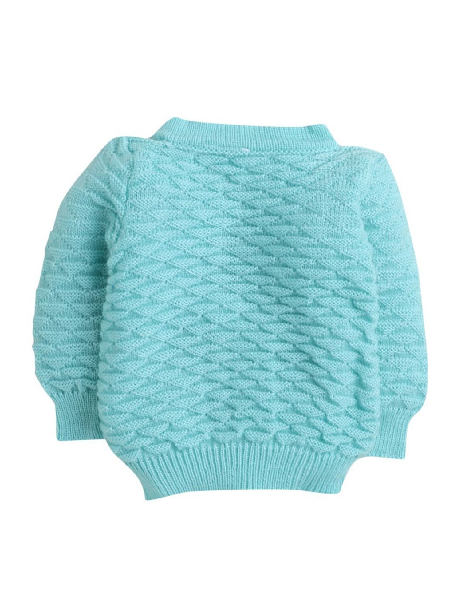 Little Angels Kids Green Textured Pattern Full Sleeves Sweater Set