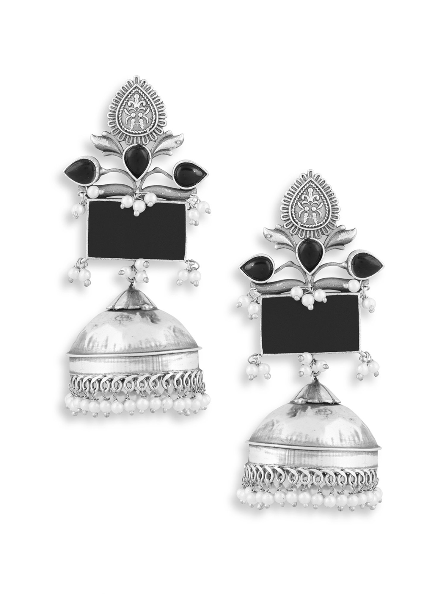 Abdesigns German Silver-Plated High Quality Jhumki Earrings