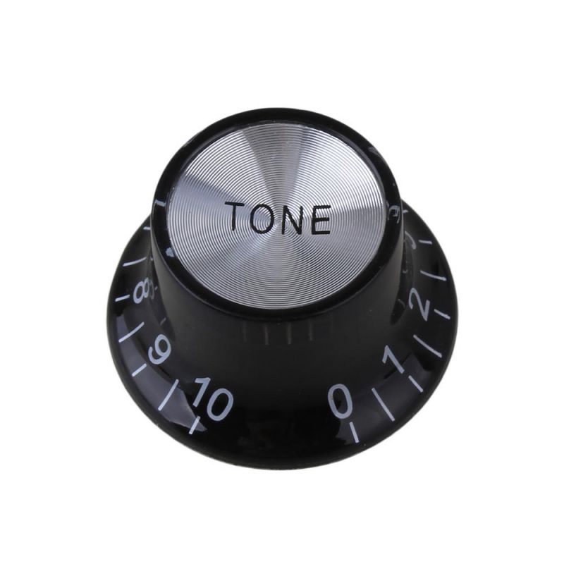 BQLZR Top Hat Guitar Plastic 10 Tone Knobs & 20 Volume Knobs Black w/ Aluminium Cap