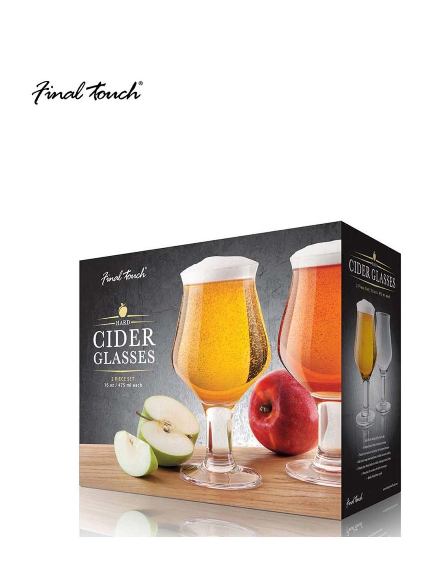 Final Touch 2-Piece Transparent Hard Cider Glass Set