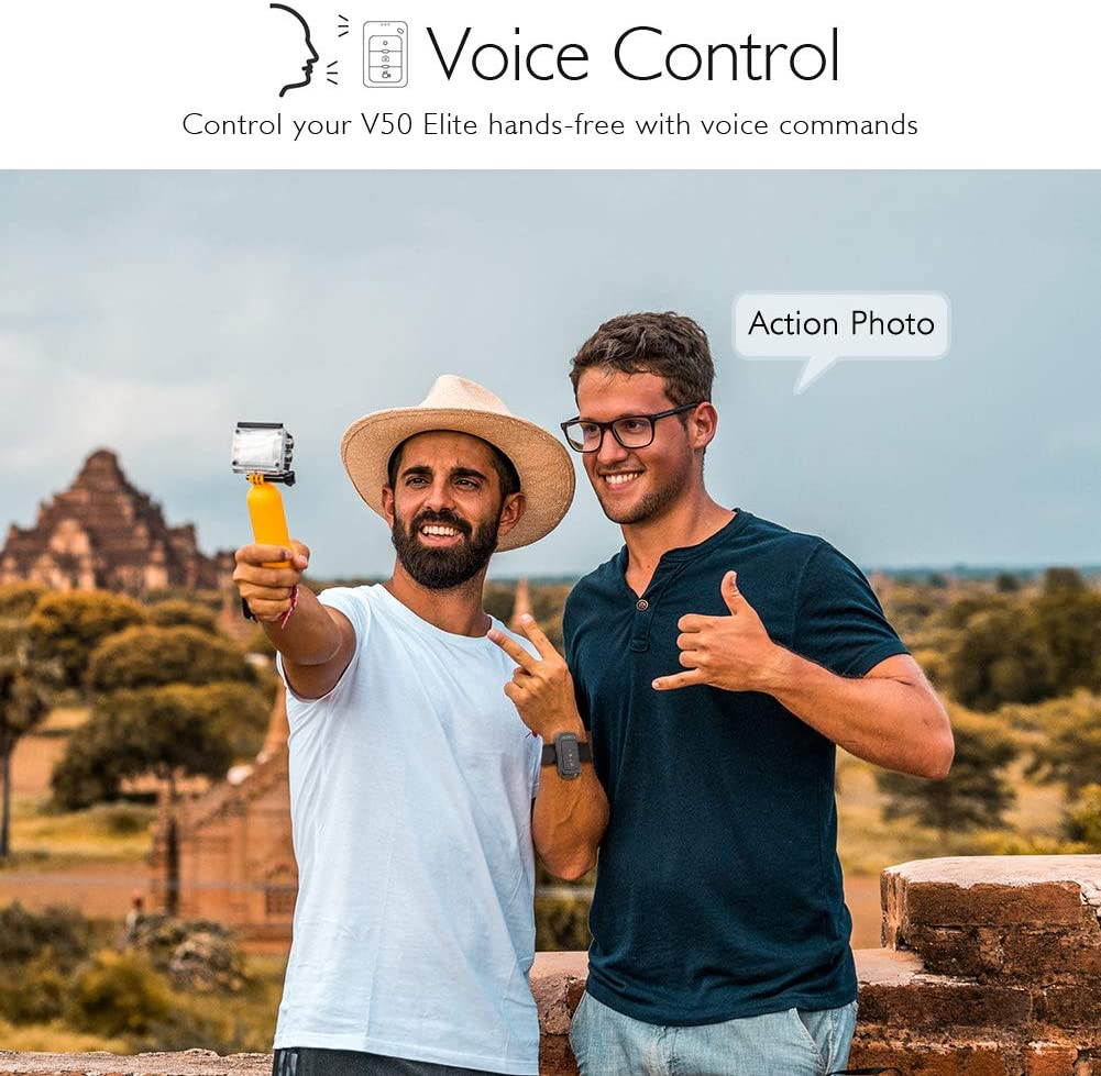 AKASO V50 Elite 4K60fps Touch Screen WiFi Action Camera Voice Control EIS Web Camera 131 feet Waterproof Camera Adjustable View Angle 8X Zoom Remote Control Sports Camera with Helmet Accessories Kit