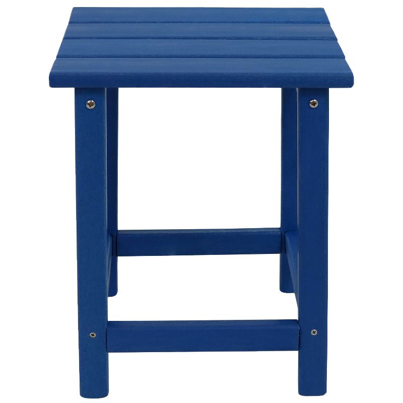 Sunnydaze Faux Wood Design Plastic All-Weather Square Modern Adirondack Side Table, Blue