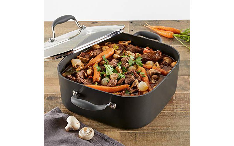 Anolon Advanced Hard Anodized Nonstick Casserole Dish/Casserole Pan with Lid - 7 Quart, Graphite Gray