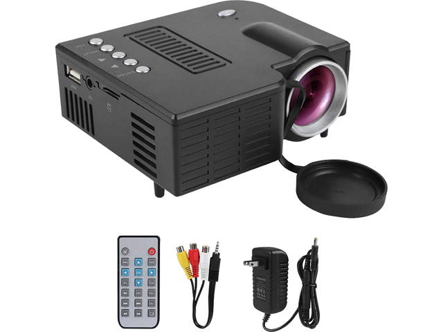 Portable Mini Projector for Home Theater School Office Outdoor, 110-240V VGA HDMI USB SD Cards Supported, HD 1080P Projector UC28+