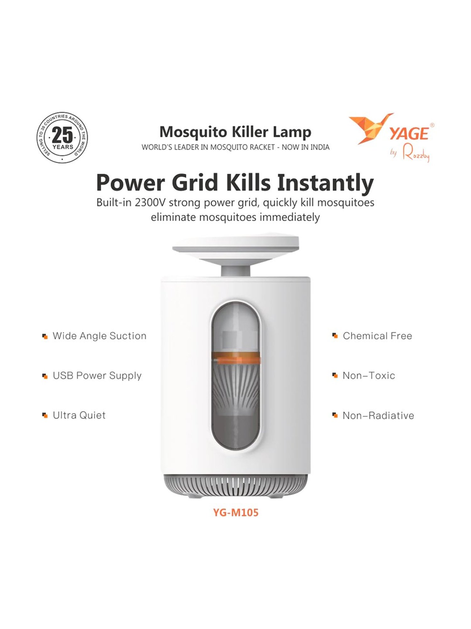 Yage by Rozzby YGM105 Mosquito Killer Lamp with Timer Mosquito Control (White)