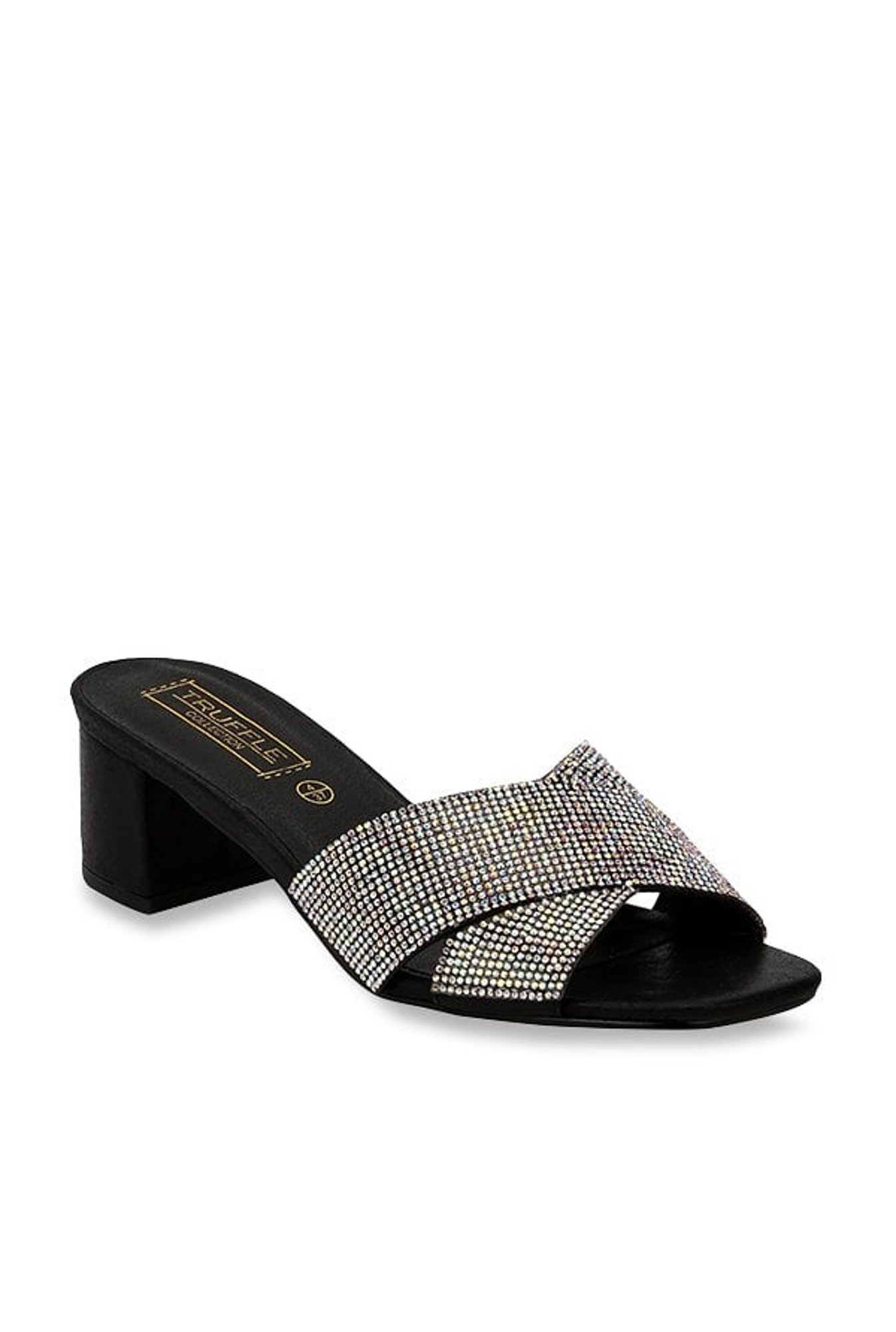 Truffle Collection Black Cross Strap Sandals