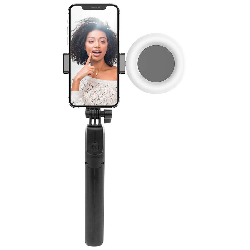 ReTrak Tripod Selfie Stick with LED Ring Light - Black