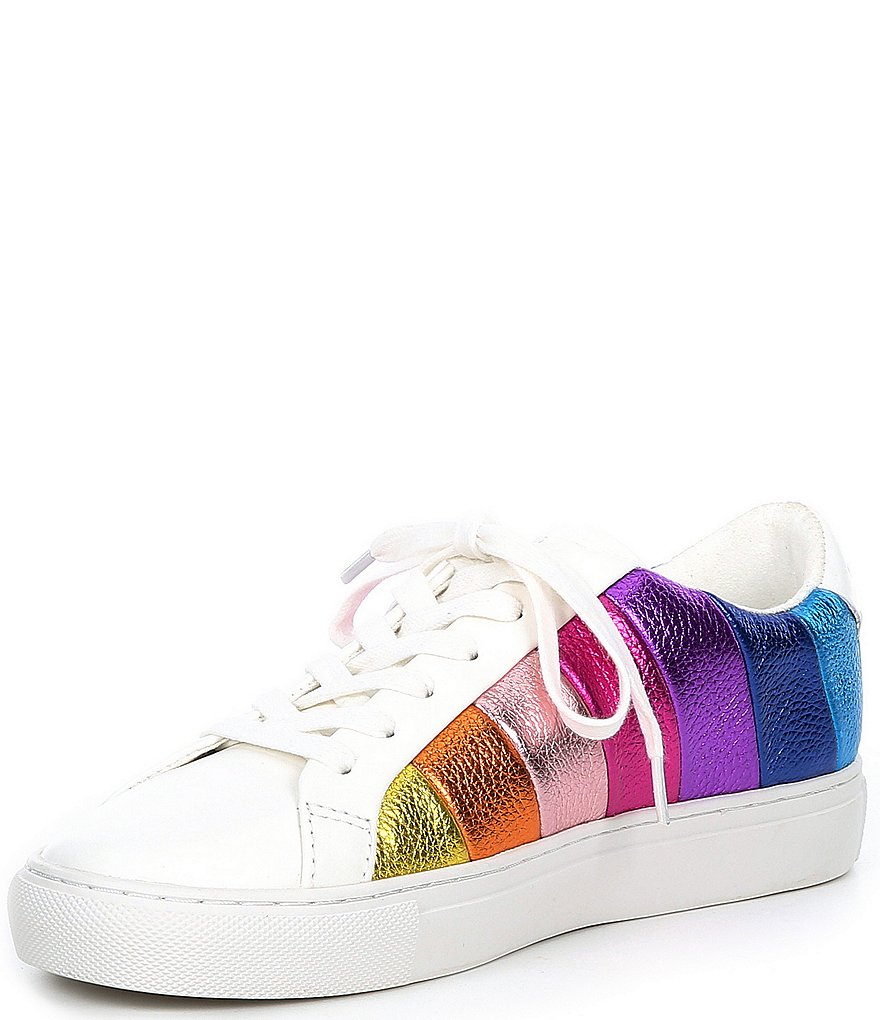 Kurt Geiger London Lane Metallic Rainbow Stripe Lace-Up Sneakers