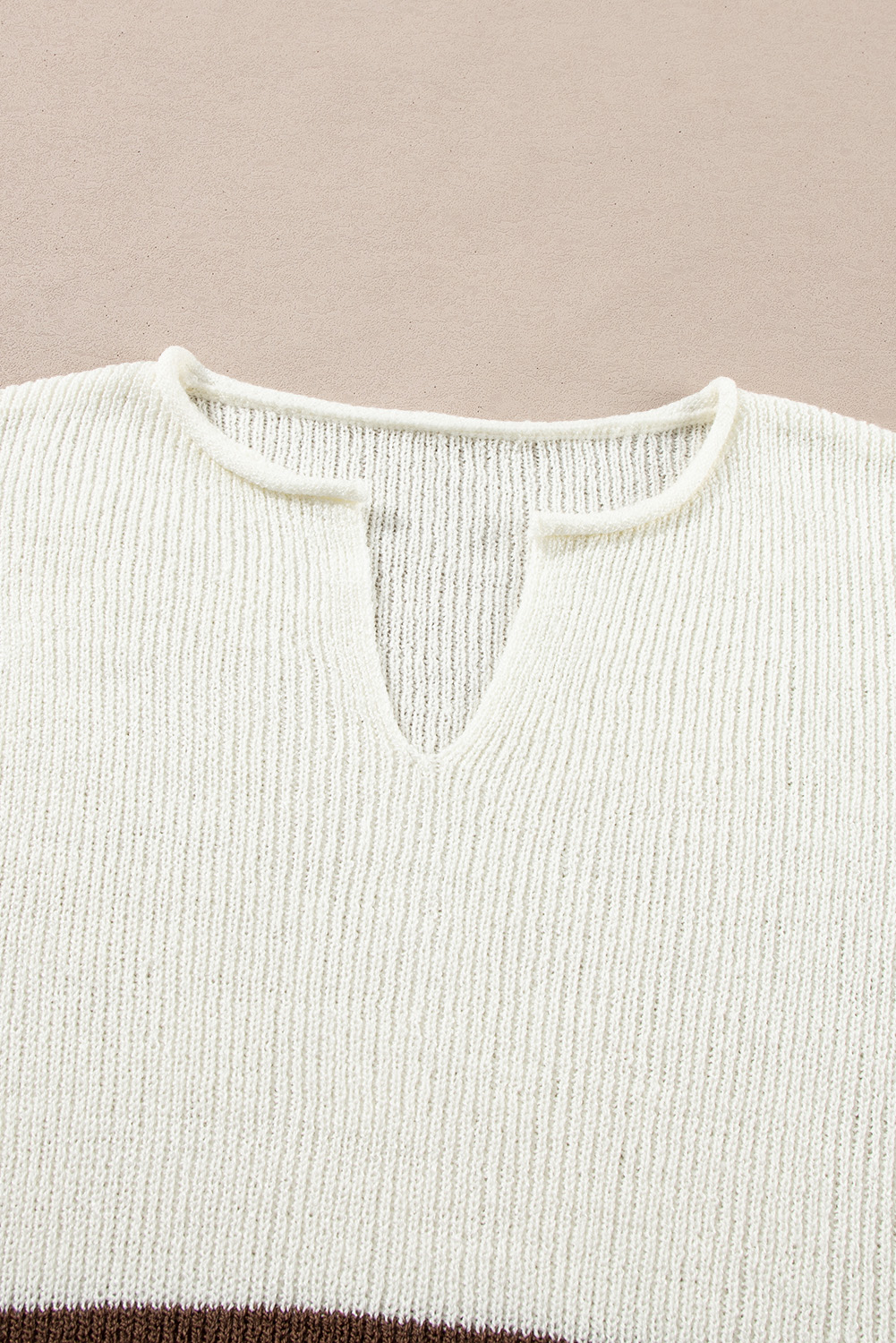 Light Blue Checkered Color Block Crew Neck Short Sleeve Sweater