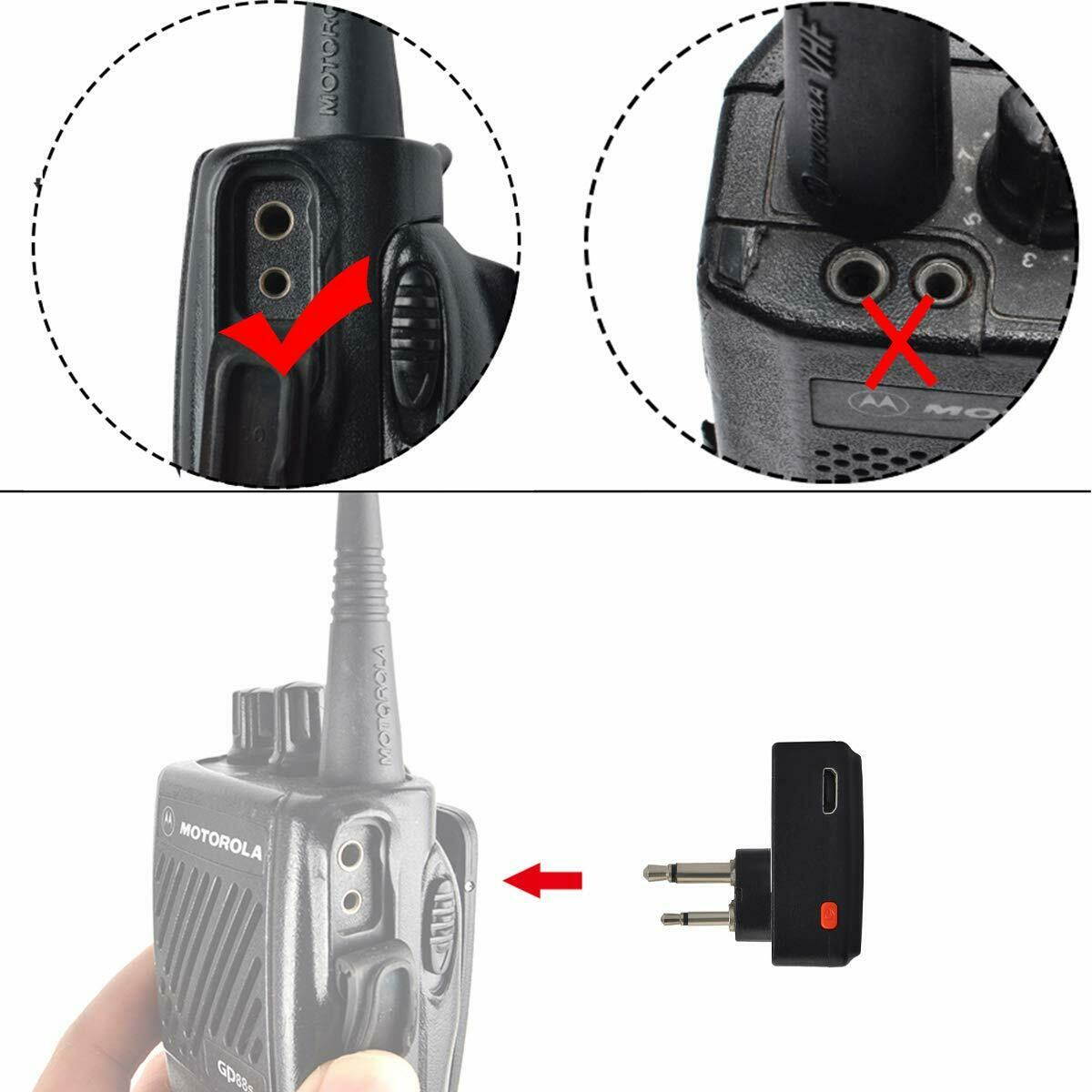HYS Wireless Bluetooth Earpiece 2 Pin in-Ear Headset With Wireless Dongle For Motorola Ham/Portable Radio Walkie Talkie