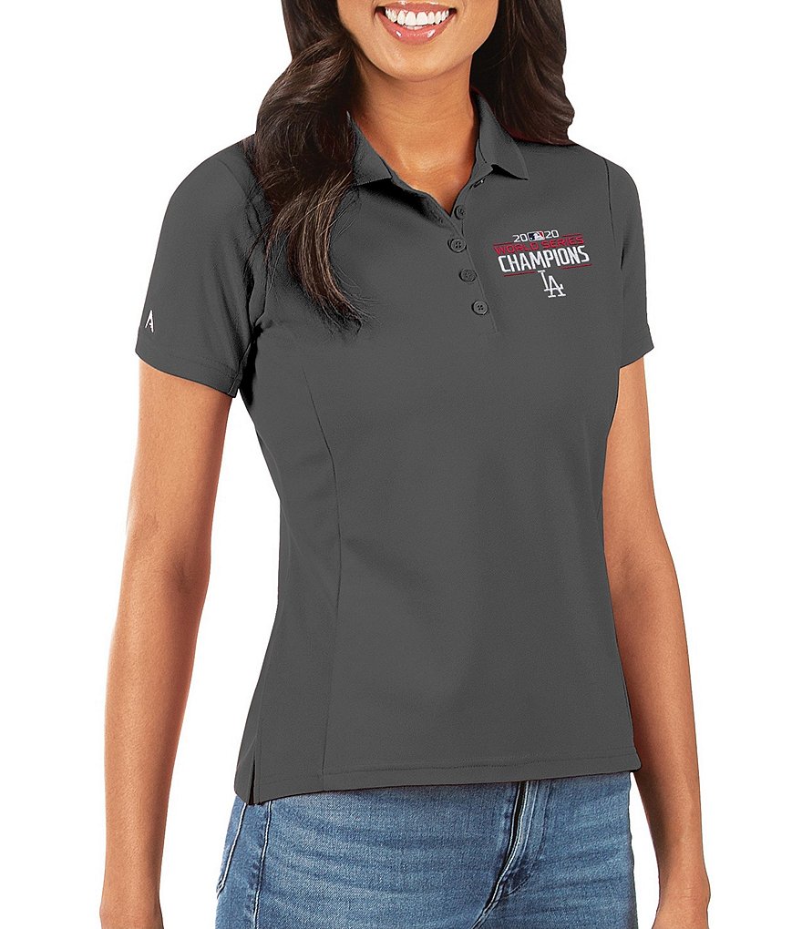 Antigua Women's MLB Los Angeles Dodgers 2020 World Series Champions Legacy Pique Short-Sleeve Polo Shirt
