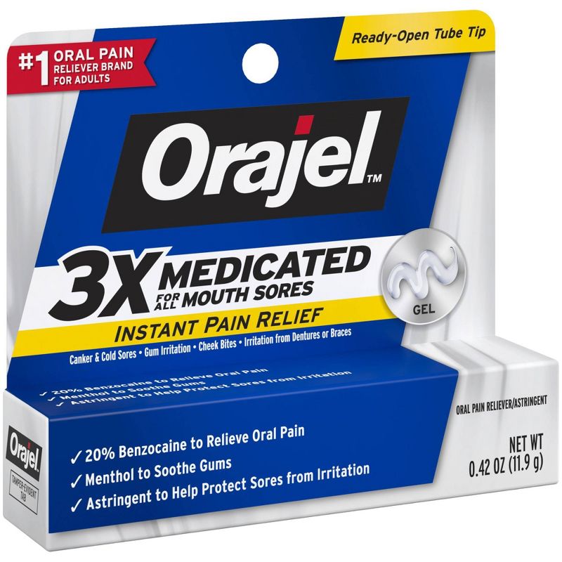Orajel 3X Medicated For All Mouth Sores Gel - 0.42oz