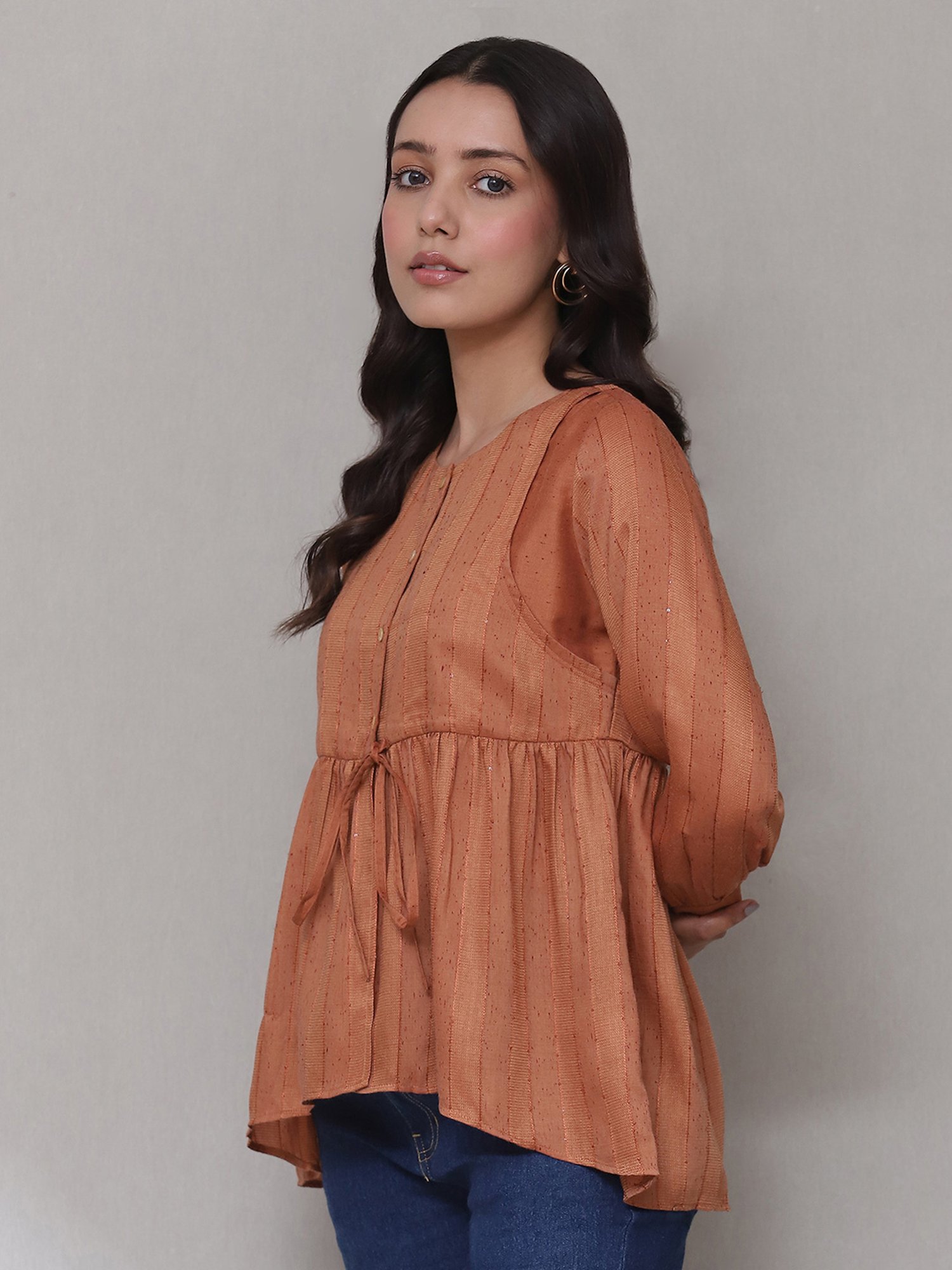 aarke Ritu Kumar Rust Striped Top