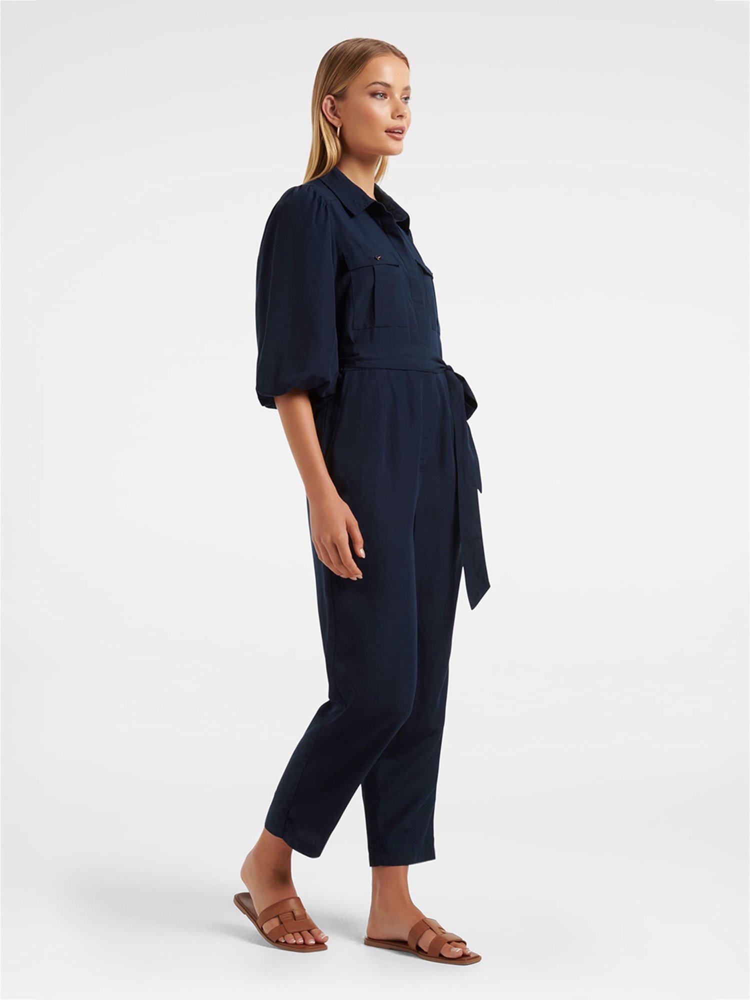 Forever New Navy Blended Jumpsuit