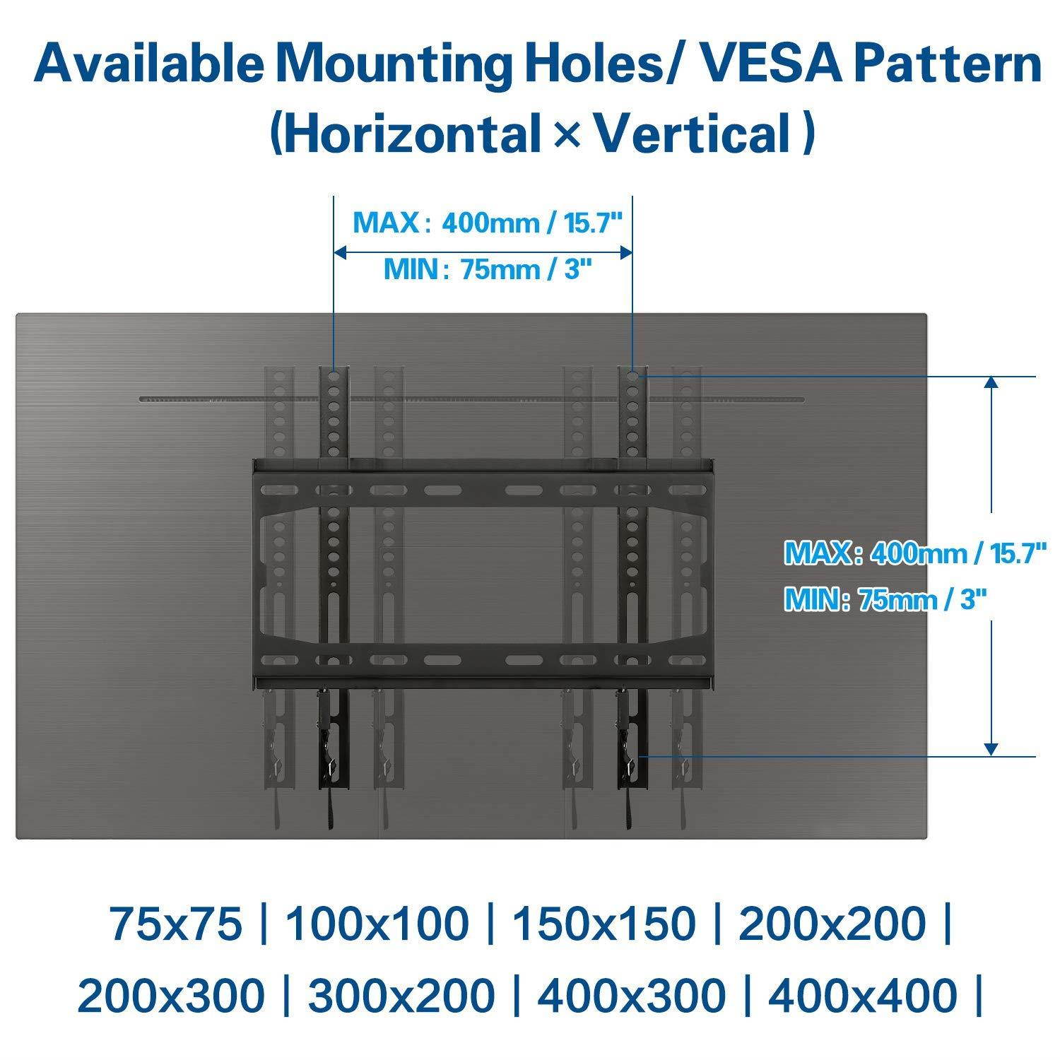 Mounting Dream MD2361-K TV Wall Mount Bracket For Most 32-50 Inch LED, LCD and Plasma TVs Up To VESA 400x400mm and 100 LBS Loading Capacity, Low Profile