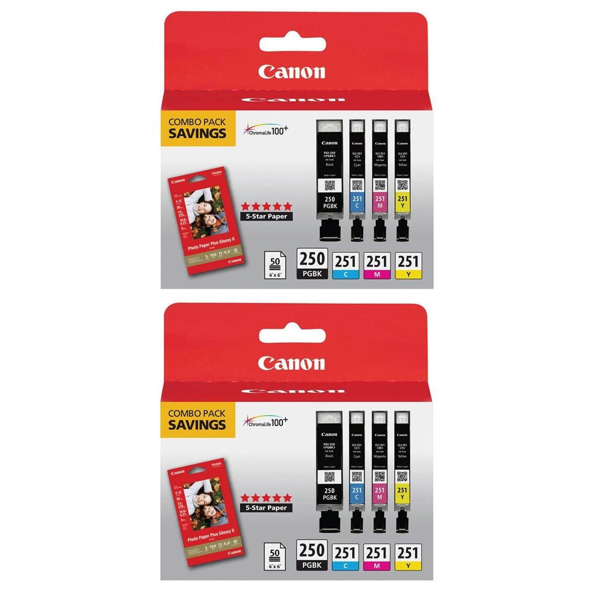 Canon 2 Pack PGI-250 and CLI-251 4-Cartridge Combo Pack #6497B004 2