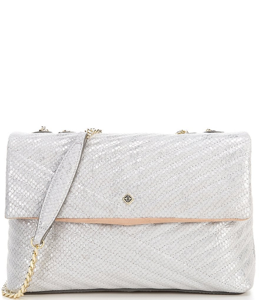 Antonio Melani Soft Quilted Metallic Leather Flap Shoulder Bag
