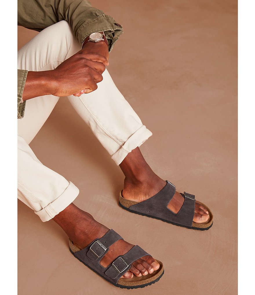 Birkenstock Arizona Men's Suede Double Banded Slip On Sandals