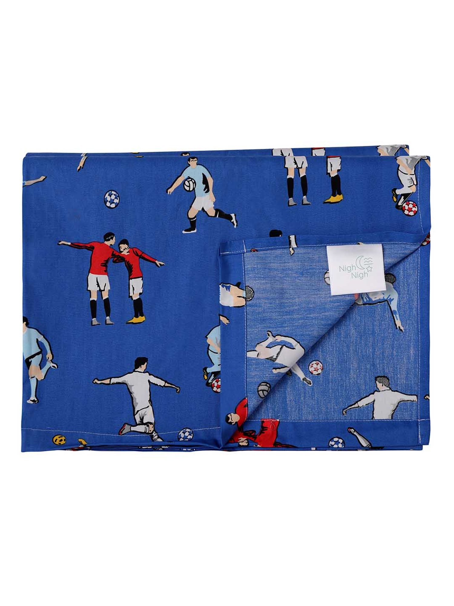 Nigh Nigh Football Blue Cotton 300 TC Kids Bed Linen Set