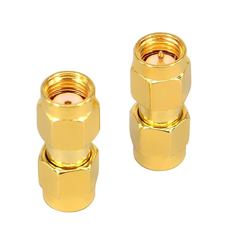 Coaxial Adapter SMA Male to RP SMA Male Female Pin Jumper Cable Connector for Audio FPV Antennas Radio Video Mobile Pack of 2