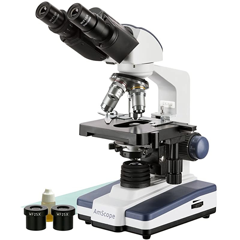 B120C Siedentopf Binocular Compound Microscope 40X2500X Magnification Brightfield LED Illumination Abbe Condenser DoubleLayer Mechanical Stage